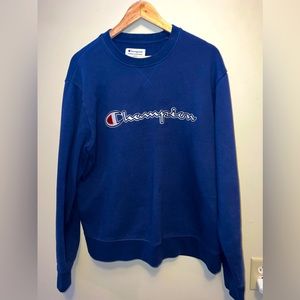 Champion Navy Embroidered Crew Neck Sweater